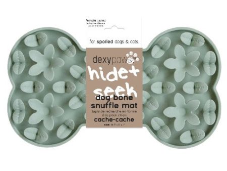 Dexypaws Tapis de léchage en silicone  Cache-cache  en forme d os, Vert sauge on Sale