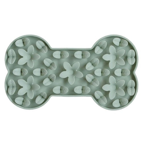 Dexypaws Tapis de léchage en silicone  Cache-cache  en forme d os, Vert sauge on Sale