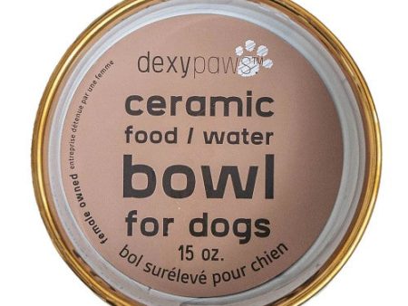 Dexypaws Bol en céramique pour chien 15 oz - Marbré rose blush avec accent doré Online