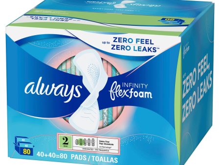 Always Infinity FlexFoam Pads, Size 2, Super Absorbency, Unscented (80 ct.) on Sale