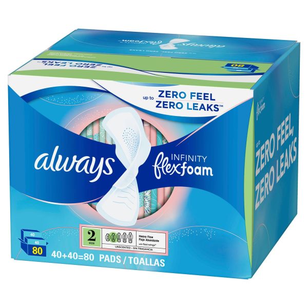 Always Infinity FlexFoam Pads, Size 2, Super Absorbency, Unscented (80 ct.) on Sale