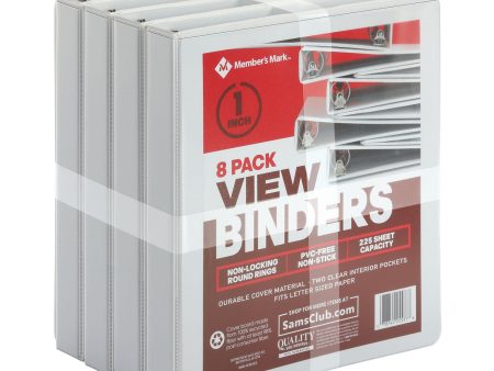 Member s Mark 1  Round-Ring View Binder, White (8 pk.) Hot on Sale