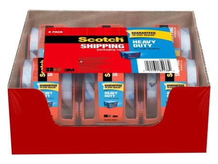 Scotch Heavy Duty Shipping Packaging Tape Dispensers, 1.88  x 27.7 yd, 6 Pack Discount