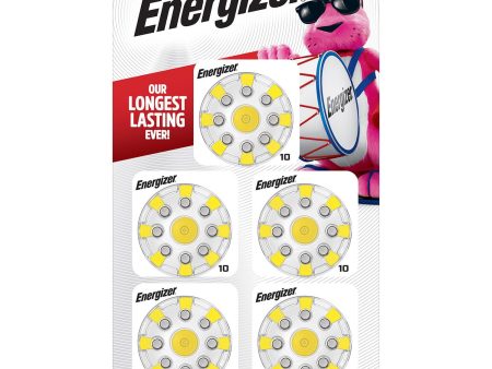 Energizer Hearing Aid Batteries Size 10, Yellow Tab, 40 Pack For Sale