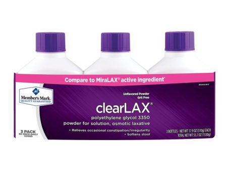 Member s Mark ClearLAX Polyethylene Glycol 3350 Powder (17.9 oz., 3 pk.) Fashion