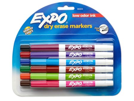 EXPO Low Odor Dry Erase Markers, Fine Tip, Assorted Colors, 12 Pack Supply