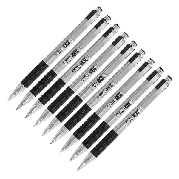 Zebra - F-301 Ballpoint Retractable Pen, Black Ink, Fine - 9 Pens For Discount