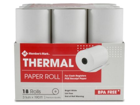 Member s Mark Thermal Receipt Paper Rolls, 3 1 8  X 190 , 18 Rolls Online Hot Sale