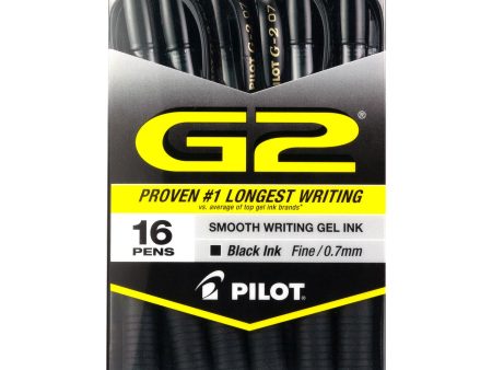 Pilot G2 Retractable Roller Ball Gel Pens, Color: Black (Fine, 16 ct.) Online Sale