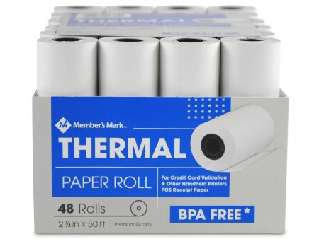 Member s Mark Thermal Receipt Paper Rolls, 2 1 4  X 50  , 48 Rolls Hot on Sale