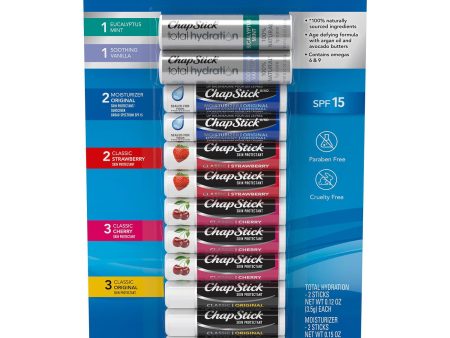 ChapStick Variety Pack Classic Original, Cherry, Strawberry, Lip Moisturizer & Total Hydration (12 ct.) Hot on Sale