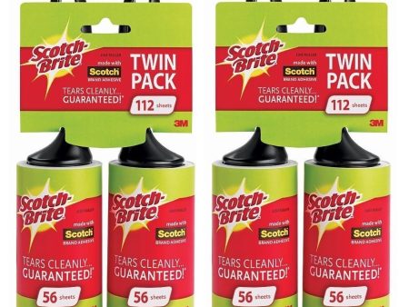 Scotch-Brite Lint Roller Twin Pack, 56 Ct (Pack of 4) For Sale