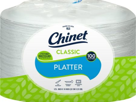 Chinet Classic White Oval Platter Plates, 12.625  x 10  (100 ct.) For Sale