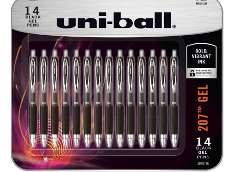 Uni-ball 207 Gel Pens, Black Ink, Retractable, 14 Count Fashion