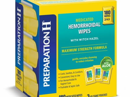 Preparation H Flushable Medicated Hemorrhoidal Wipes, Maximum Strength Relief With Witch Hazel And Aloe (180 ct.) on Sale