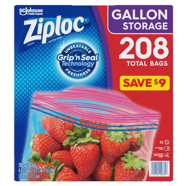 Ziploc Easy Open Tabs Storage Gallon Bags (208 ct.) Cheap