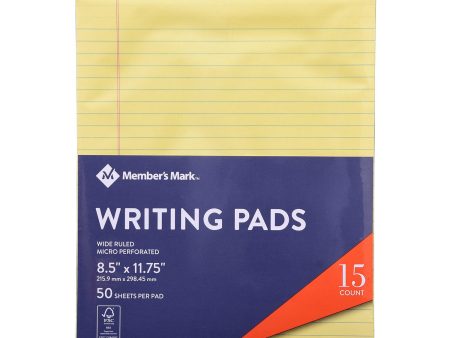 Members Mark Legal Writing Pad - Perforated Canary 15-Pack Cheap