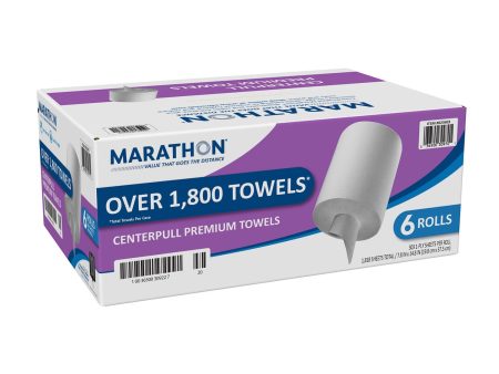 Marathon Centerpull Paper Towel, 1-Ply, White, 15  x 7.8  (6 rolls) Fashion