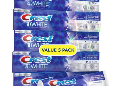 Crest 3D White Ultra Whitening Toothpaste, Vivid Mint (5.6 oz., 5 pk.) For Sale