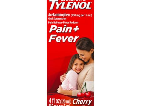 Children’s Tylenol Pain + Fever Relief Medicine, Cherry (4oz) For Sale