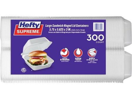 Hefty Supreme Large Sandwich Foam Hinged Lid Container, 6  (300 ct.) Online now