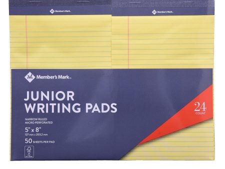 Members Mark Jr Writing Pad - Perforated Canary 24-Pack For Cheap