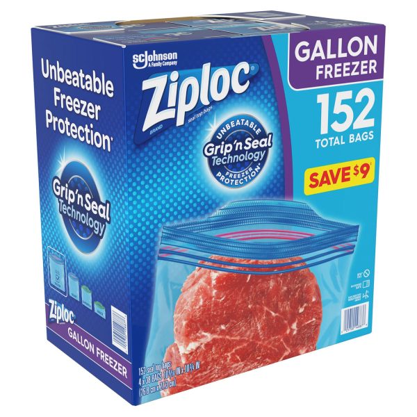 Ziploc Easy Open Tabs Freezer Gallon Bags (152 ct.) For Sale