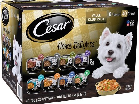 Cesar Home Delights Wet Dog Food, 8 Flavor Variety Pack in Sauces (3.5 oz., 40 ct.) For Cheap