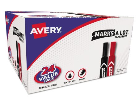 Avery MARKS A LOT Regular Desk-Style Permanent Marker Value Pack, Broad Chisel Tip, Assorted Colors, 24 Pack Discount