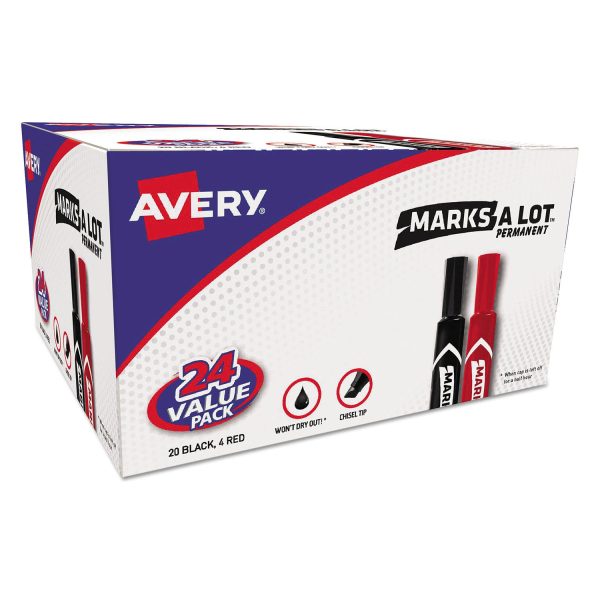 Avery MARKS A LOT Regular Desk-Style Permanent Marker Value Pack, Broad Chisel Tip, Assorted Colors, 24 Pack Discount