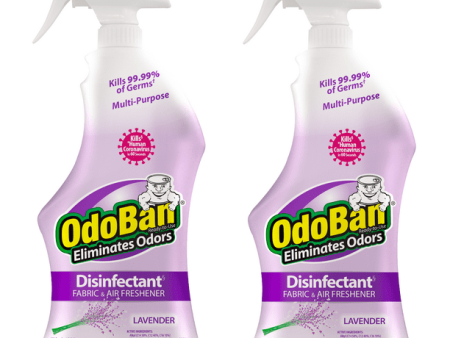 OdoBan Ready-to-Use Disinfectant Cleaner and Odor Eliminator, Set of 2 Spray Bottles, 32 Ounces Each, Lavender Scent Online now