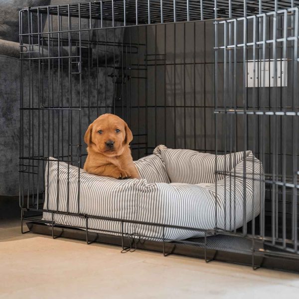 Cosy & Calming Puppy Crate Bed With Removable Covers in Regency Stripe by Lords & Labradors Online Sale