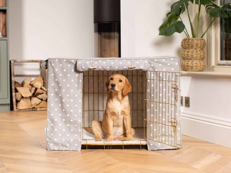 Gold Dog Crate with Crate Cover in Grey Spot by Lords & Labradors Discount